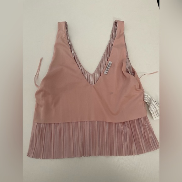 Zara Metallic Pink Pleated Top - Picture 5 of 11